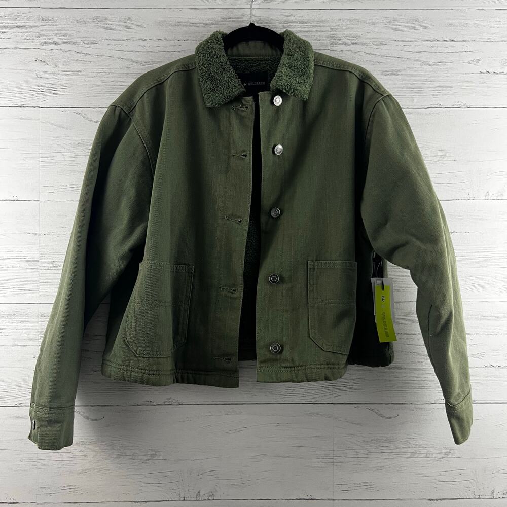 BP Wildfang Olive Green Sherpa Lined Jacket Size XS